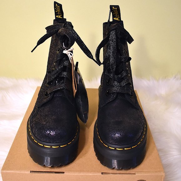 Dr. Martens | Molly Iridescent Crackle Black Boots - Picture 3 of 13